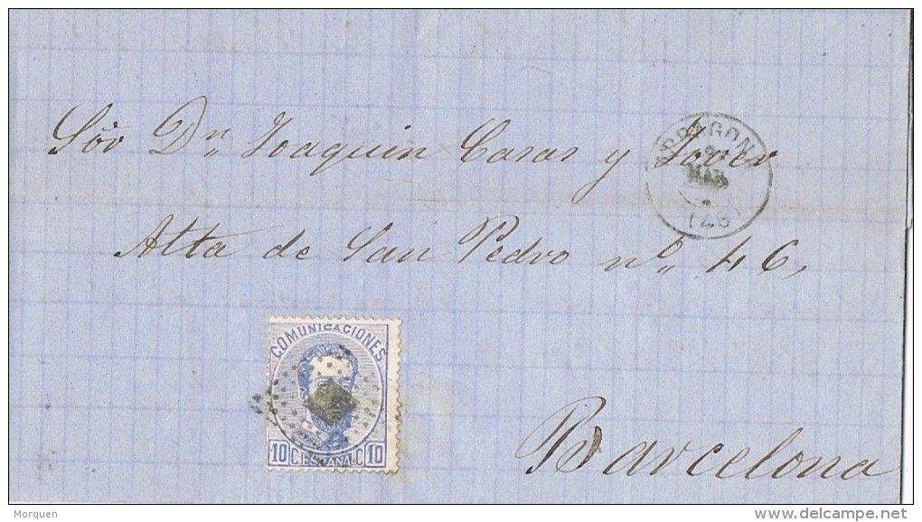 15983. Carta Entera TARRAGONA 1873 A Barcelona. Amadeo - Covers & Documents