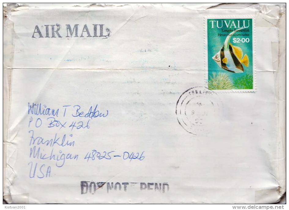 Postal History Cover: Tuvalu Used Cover With Fish Stamp - Vissen