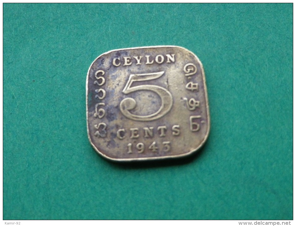 SRI LANKA -CEYLAN- 5 CENTS 1943- GEORGE VI   KM 113 - Sri Lanka