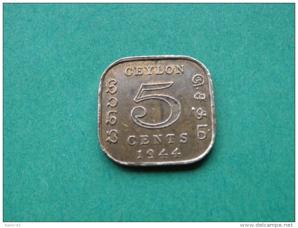 SRI LANKA -CEYLAN- 5 CENTS 1944- GEORGE VI   KM 113 - Sri Lanka