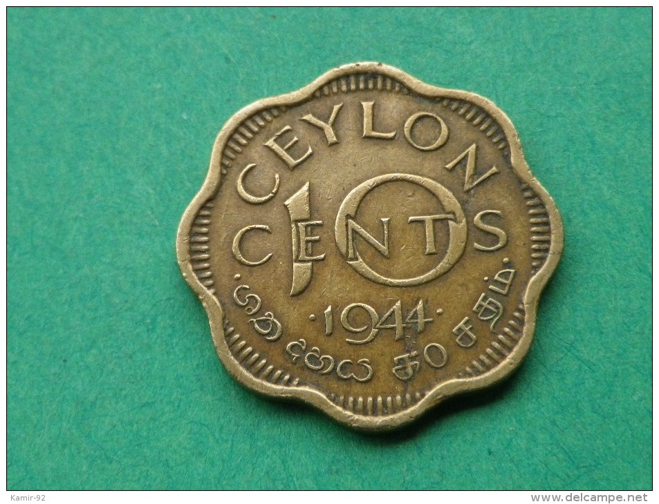 SRI LANKA -CEYLAN- 10 CENTS  1944- GEORGE VI   KM 118 - Sri Lanka