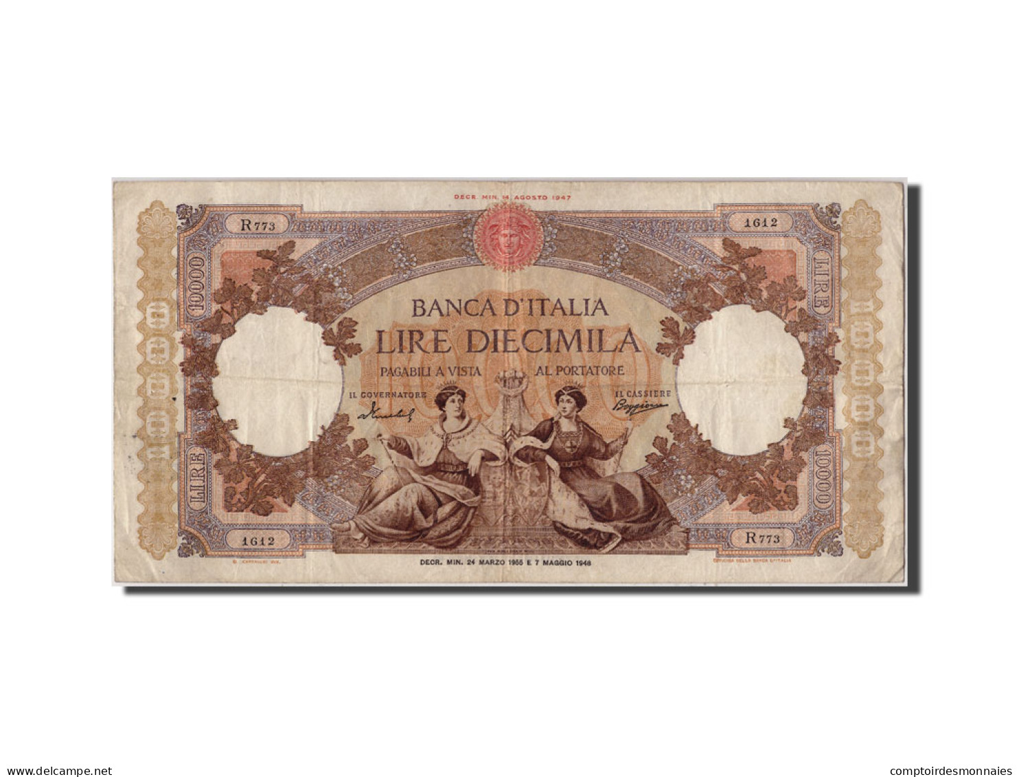 Billet, Italie, 10,000 Lire, 1955, 1955-03-24, TTB - 10000 Lire