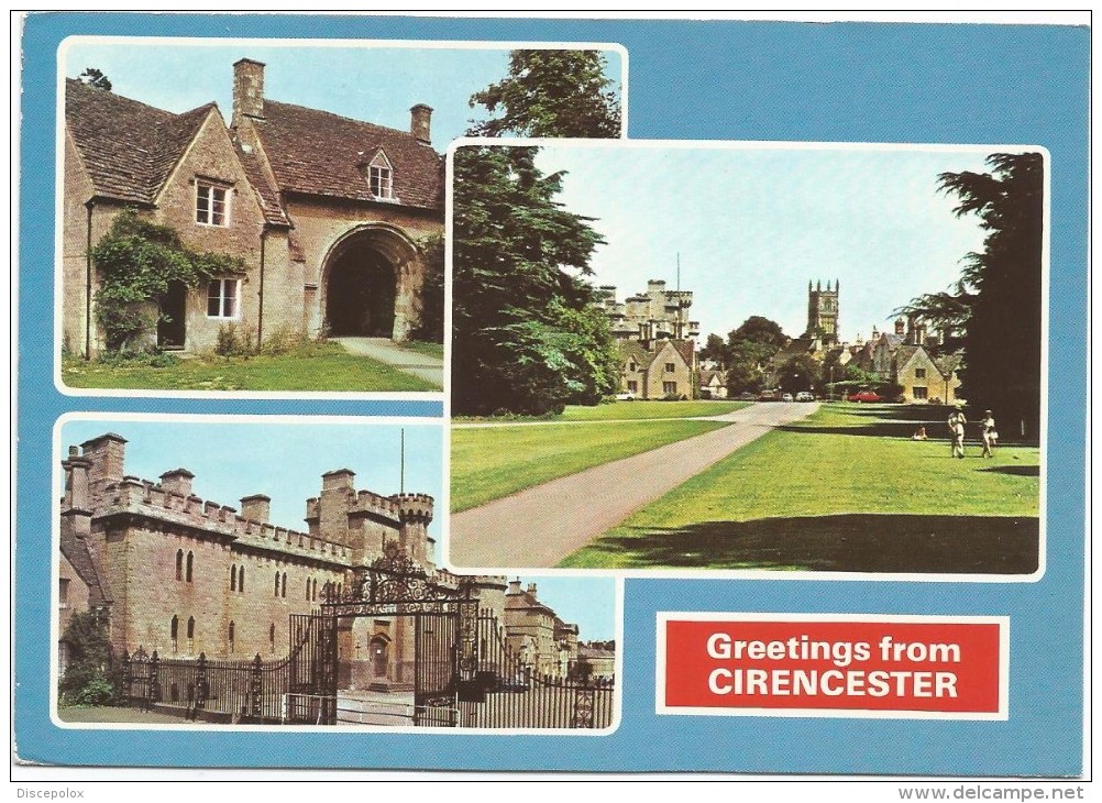 O381 Greetings From Cirencester - Norman Arch - Park Drive - Old Barracks / Viaggiata - Altri & Non Classificati