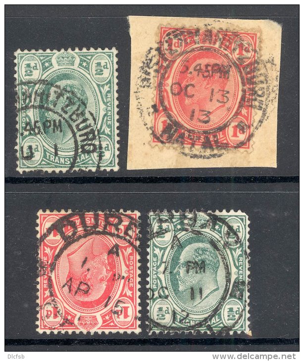 TRANSVAAL Used In NATAL (interprovincial Postmarks), 4 Stamps - Transvaal (1870-1909)