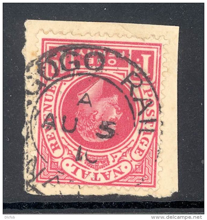 NATAL Used In NATAL (interprovincial Postmark), INGOGO RAIL 5 Aug 1910, SG Z38 - Natal (1857-1909)