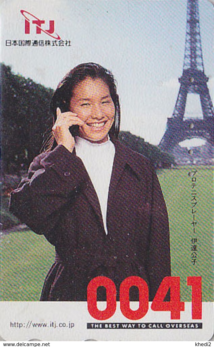 Télécarte Japon - 0041 - FEMME & TOUR EIFFEL / Paris - KIMIKO DATE / TENNIS GIRL / Site FRANCE Japan Phonecard -  2116 - Sport