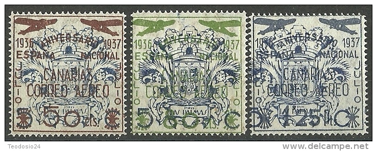 ESPAÑA 1937 GUERRA CIVIL EMISIONES NACIONALES CANARIAS EDIFIL 31/33 ** MNH - Emissions Nationalistes