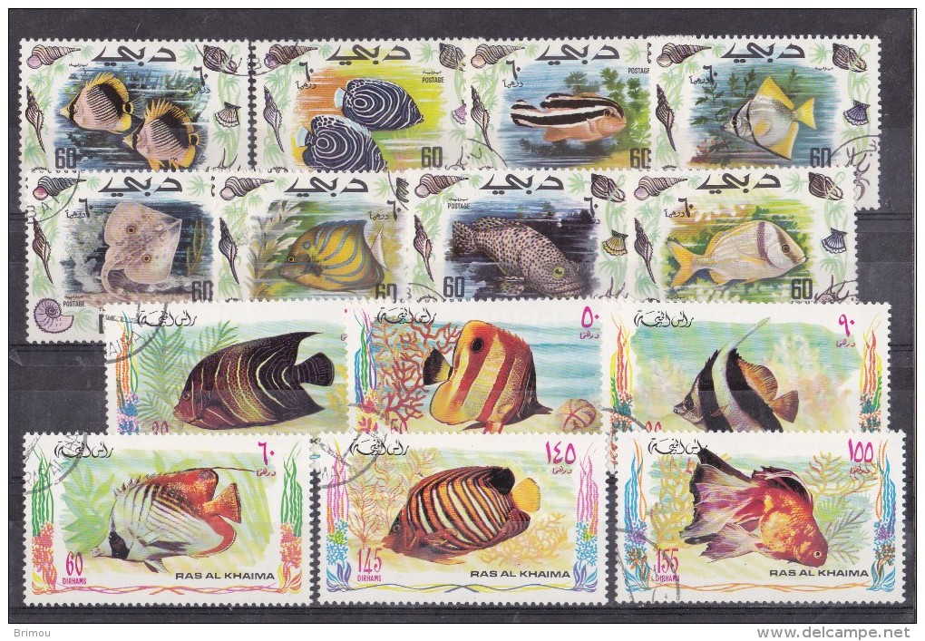 Timbres Emirats Arabes Unis, Dubai, Ras Al-Khaima. Theme Poisson. - Sharjah