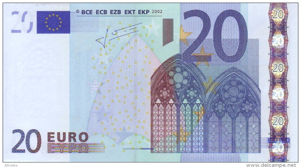 20 EURO  "L"   FINLAND    Firma Trichet   E 003 H2   /  FDS - UNC - 20 Euro