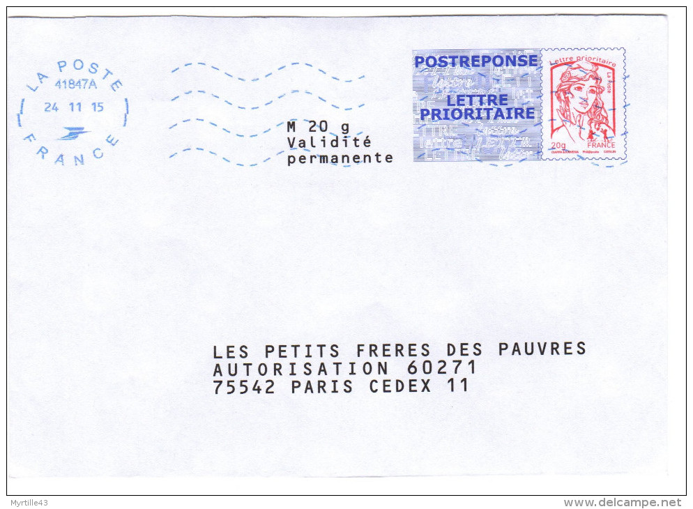 PAP Réponse - Les Petits Freres Des Pauvres (adresse à Paris) - Oblitéré - 14P437 - N° Interne 03 04 05 /57/4/15 - Prêts-à-poster: Réponse /Ciappa-Kavena
