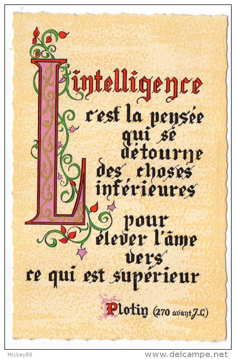 Philosophie Et Pensées--INTELLIGENCE--par Plotin   N° L 33 éd Roussel - Philosophie