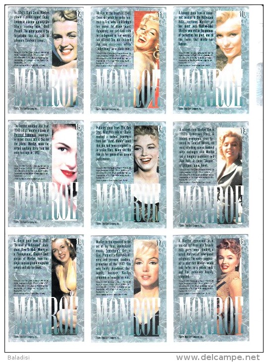 LOT DE 95 CARTES TRADING CARDS 1ère SERIE MARILYN MONROE DE 1993 EN PARFAIT ETAT (22 PHOTOS) - Autres & Non Classés