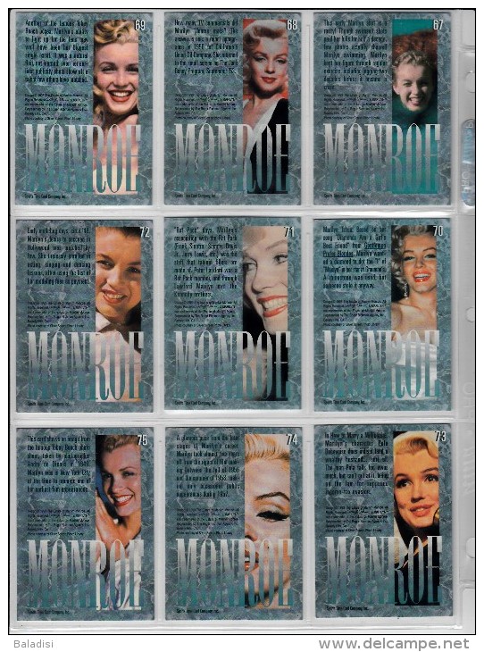 LOT DE 95 CARTES TRADING CARDS 1ère SERIE MARILYN MONROE DE 1993 EN PARFAIT ETAT (22 PHOTOS)