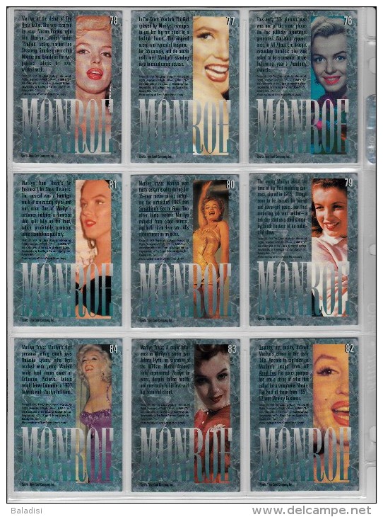 LOT DE 95 CARTES TRADING CARDS 1ère SERIE MARILYN MONROE DE 1993 EN PARFAIT ETAT (22 PHOTOS)