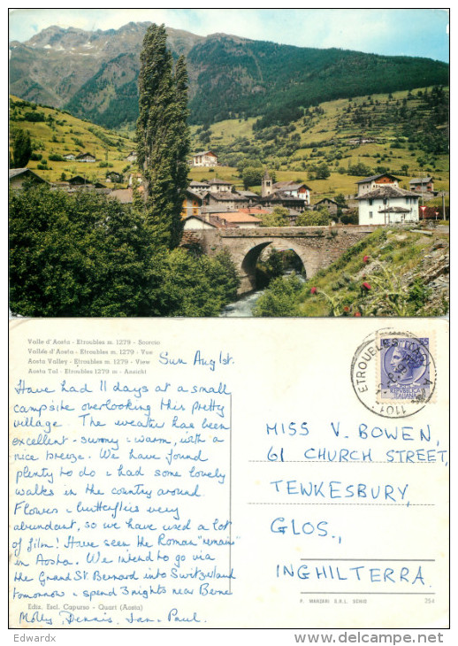 Etroubles, Val D'Aosta , Italy Postcard Posted 1971 Stamp - Aosta