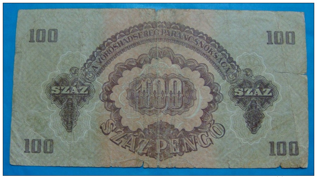 HUNGARY 100 PENGO 1944 VG-F - Hungary