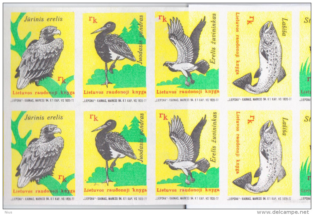 Matchboxes Label X24 Set +, USSR Lithuania Fauna Fish Bird Birds, Red Book - Ohne Zuordnung