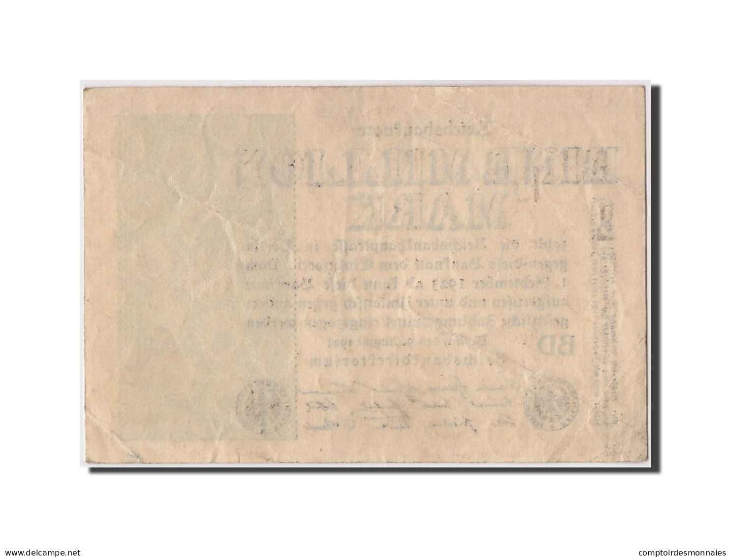 Billet, Allemagne, 1 Million Mark, 1923, 1923-08-09, TB+ - 1 Miljoen Mark