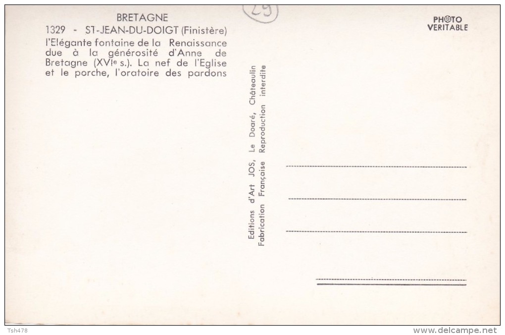 29---SAINT JEAN DU DOIGT---l'élégante Fontaine De La Renaissance---voir 2 Scans - Saint-Jean-du-Doigt