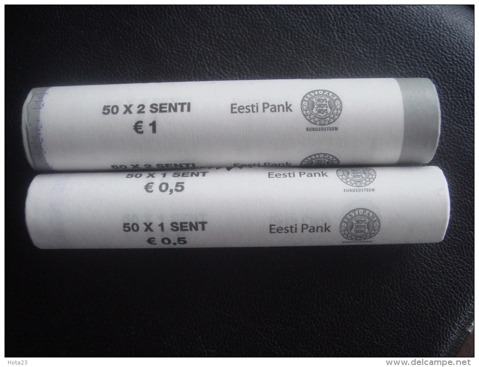 Estland Estonia Estonie Estonian Euro 2015  - 1 ; 2 ;  Cent UNC - MINT Roll  LOT  Of 100 Pieces - Rotolini