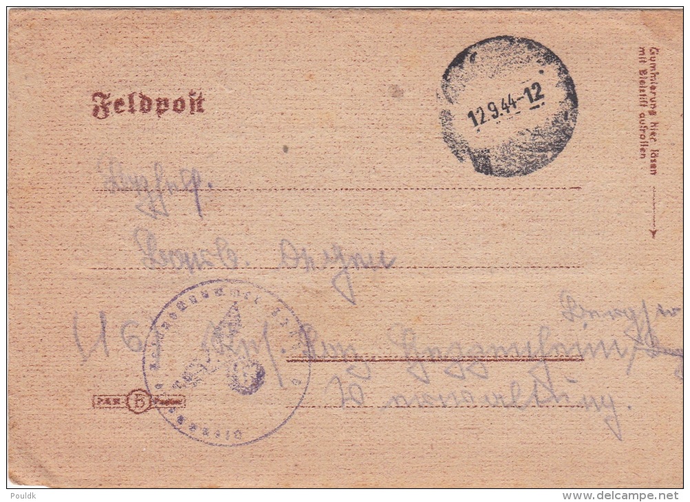 Feldpost WW2 From Unknown Unit P/m 12.9.1944 - Letter Inside   (G58-70) - Militaria