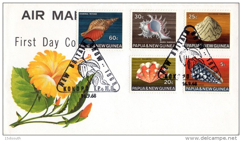 Papua New Guinea - 1968 Sea Shells FDC #1 (1968.08.28) # SG 140, 145-147, 149 - Vie Marine