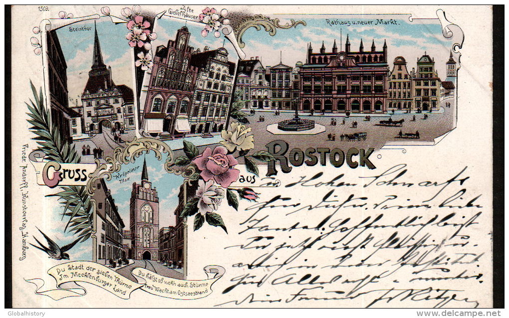 DB5763 - MECKLENBURG - ROSTOCK - LITHO PC 1897 - Rostock