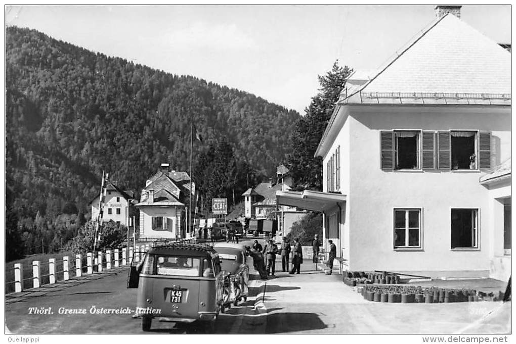 03104 "THÖRL GRENZE ÖSTERREICH - ITALIEN"  ANIMATA, AUTO, CAMION ´50, PUBBL. CEAT.  CART.  SPED. 1957 - Thörl Bei Aflenz