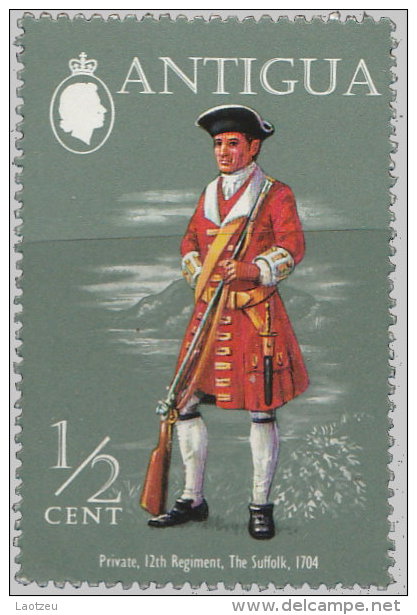 Antigua 1971. ~ YT 265** - Uniforme. 12° Régiment Du Suffolk. 1704 - 1960-1981 Ministerial Government