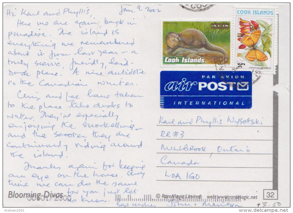 Postal History: Cook Islands Ppc With Overprinted Otter And Butterfly Stamps - Other & Unclassified