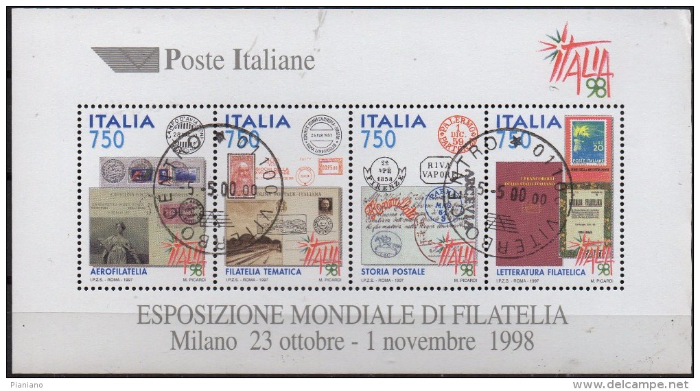 PIA  -  ITALIE  -  1997  : Esposizione Mondiale Di Filatelia "Italia  98" - Foglietto  -     (SAS  Bf 19 ) - 1991-00: Usados