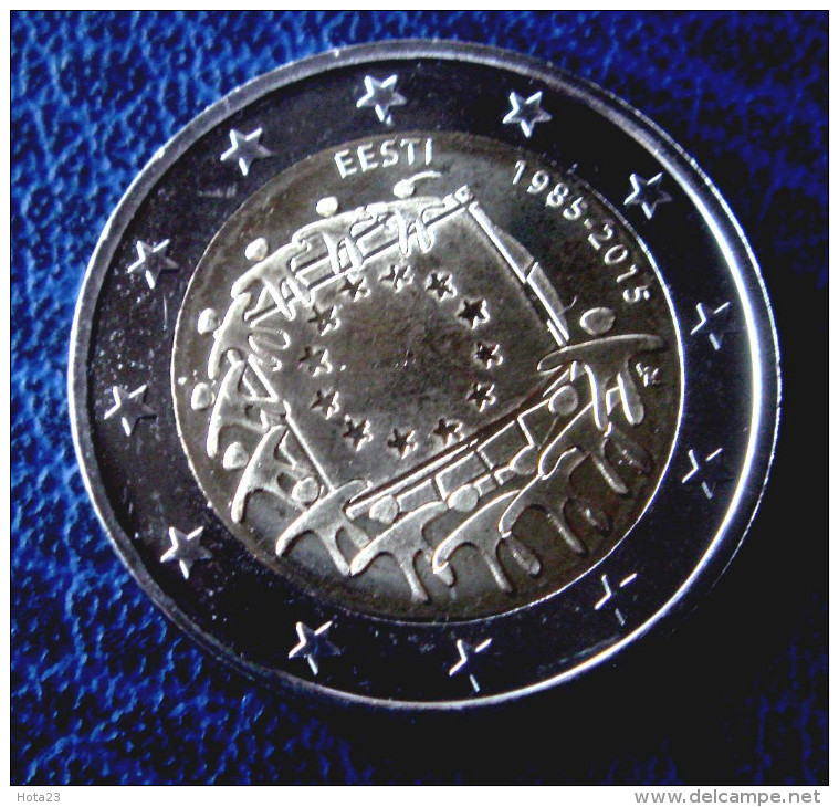 LETTLAND ESTLAND LITAUEN 2015 2 Euro Gedenkmünze 30 Years Of EU Flag Aus Rolle UNZ UNC  Münze  Coin From Mint Roll - Estonie