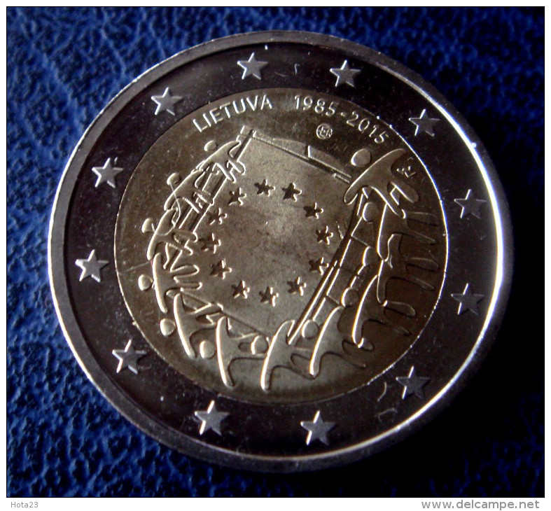 LETTLAND ESTLAND LITAUEN 2015 2 Euro Gedenkmünze 30 Years Of EU Flag Aus Rolle UNZ UNC  Münze  Coin From Mint Roll - Estland