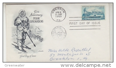 USA 1959 50th Anniversary Polar Explorations / Robert E. Peary 1v FDC (26533) - Polarforscher & Promis