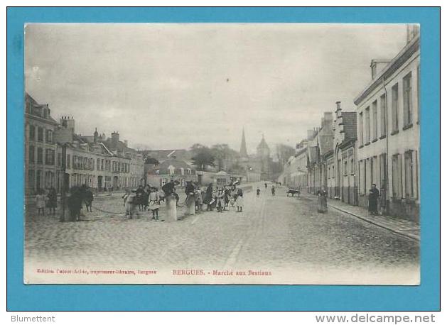 CPA Animée Marché Aux Bestiaux BERGUES 59 - Bergues