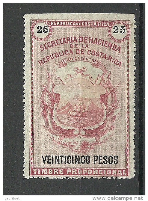 COSTA RICA Revenue Stamp Timbre Proporcional 25 Pesos (*) - Costa Rica