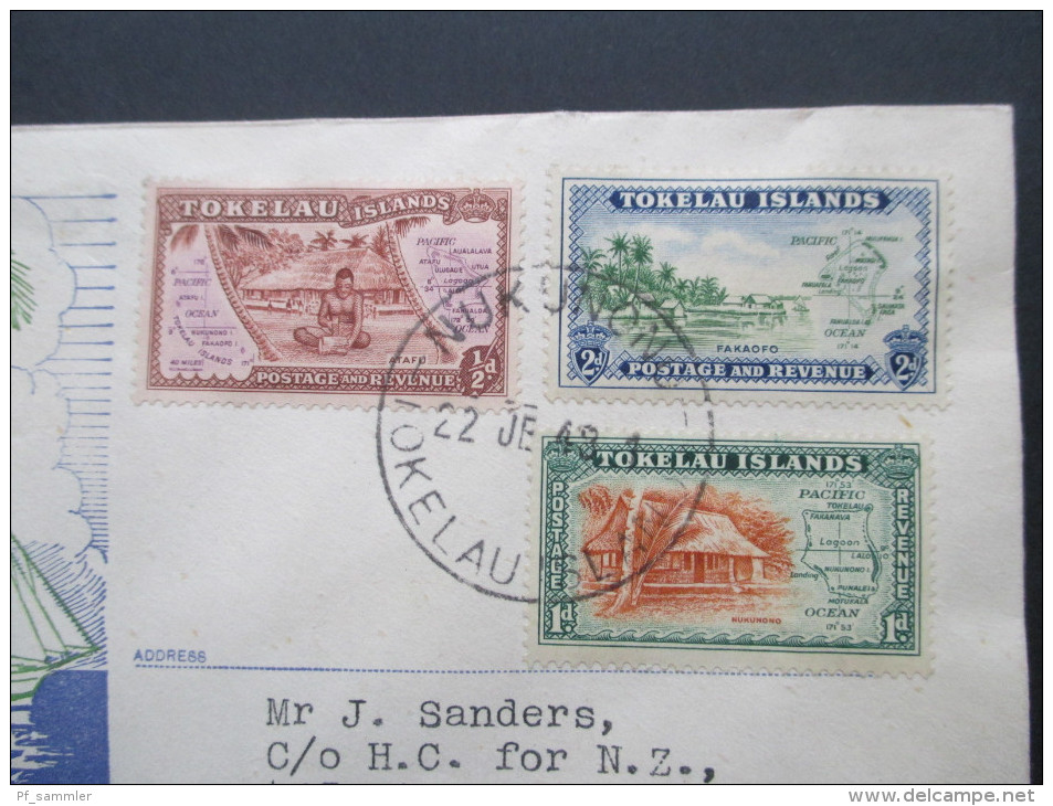 Tokelau Islands 1948 Souvenir Cover. FDC. Satzbrief. Nukunonu. 1st. Printing. Interessanter Beleg. Nach London - Tokelau