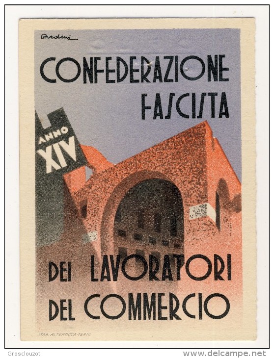 Tessera Della Confederazione Fascista Dei Lavoratoiri Del Commercio Anno XIV (1936) - Documenti Storici