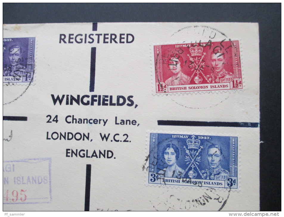 GB / Kolonie British Solomon Islands 1938. Satzbrief?! Tulagi. Regestered Letter. Rare!! FDC Send To London. G.P.O. - Salomonen (...-1978)
