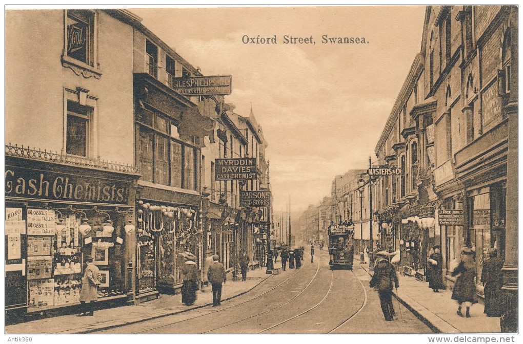 CPA ROYAUME UNI Oxford Street Swansea - Carte Rare Très Animée - Autres & Non Classés