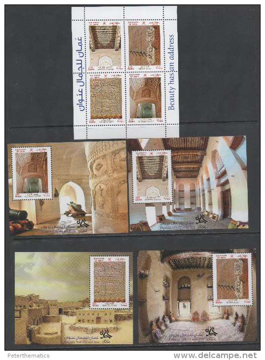 OMAN , 2014, MNH, FORTS, CASTLES, ARCHITECTURE, SHEETLET OF 4v+ 4 S/SHEETS , NICE! - Other & Unclassified