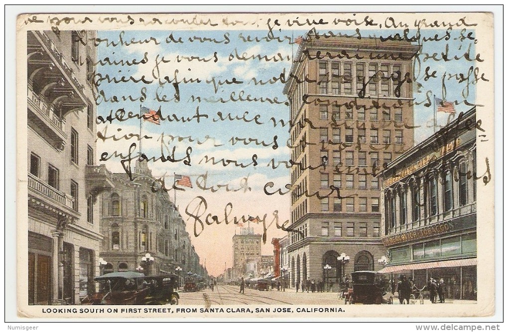 LOOKING SOUTH ON FIRST STREET, FROM SANTA CLARA, SAN JOSE, CALIFORNIA - San Jose