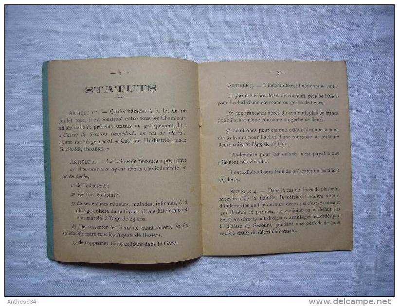 Livret Individuel Caisse De Secours Des Cheminots De Béziers 1936 Louis Pech - Non Classés