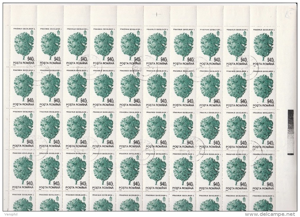 ROUMANIE - FLORE -N° 4164 A 4169 EN FEUILLE DE 50 OBLITEREE -ANNEE 1994 - COTE :135 € - Feuilles Complètes Et Multiples