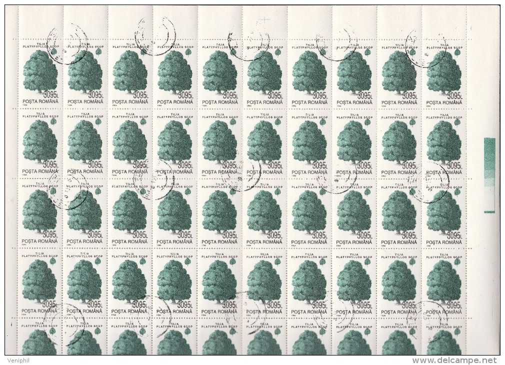 ROUMANIE - FLORE -N° 4164 A 4169 EN FEUILLE DE 50 OBLITEREE -ANNEE 1994 - COTE :135 € - Feuilles Complètes Et Multiples