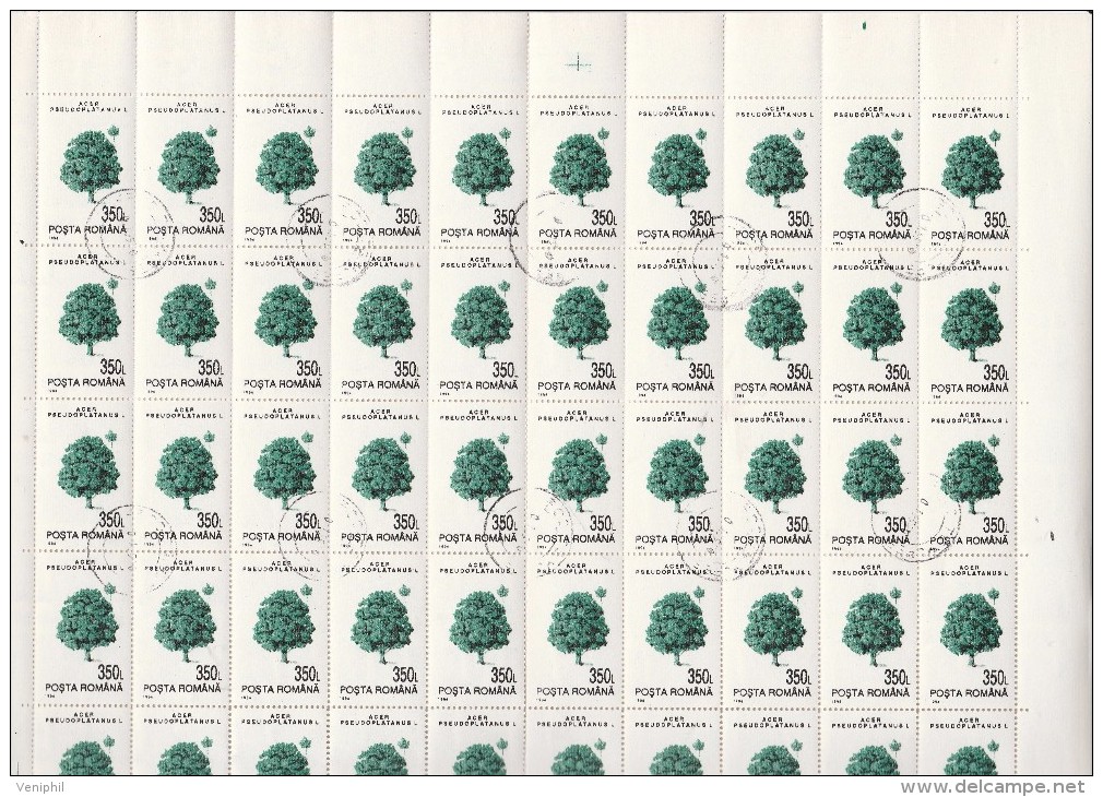 ROUMANIE - FLORE -N° 4164 A 4169 EN FEUILLE DE 50 OBLITEREE -ANNEE 1994 - COTE :135 € - Full Sheets & Multiples