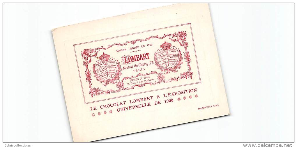 Angleterre        Publicity Chocolat Lombard (12x6 Cm) - Other & Unclassified