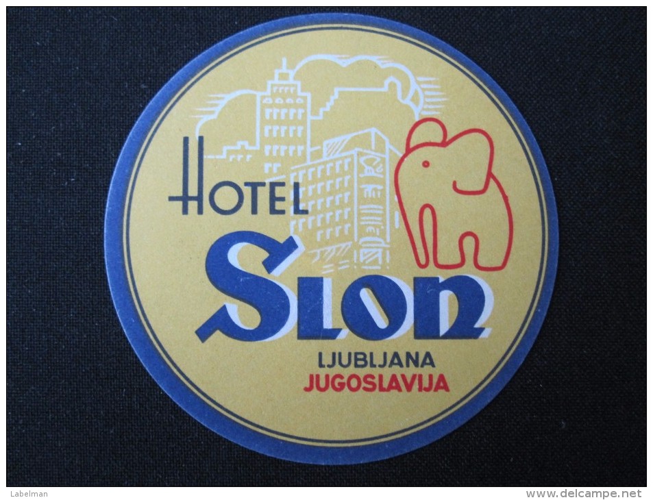 HOTEL CAMPING MOTEL PENSION SPA INN SLON LUBLIANA SLOVENIA JUGOSLAVIA LUGGAGE LABEL ETIQUETTE AUFKLEBER DECAL STICKER - Etiquettes D'hotels