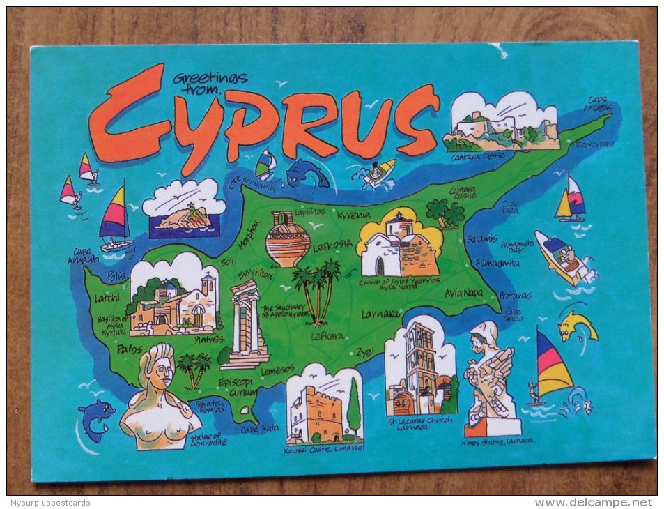 50217 POSTCARD: CYPRUS: Map Of Cyprus. - Cyprus