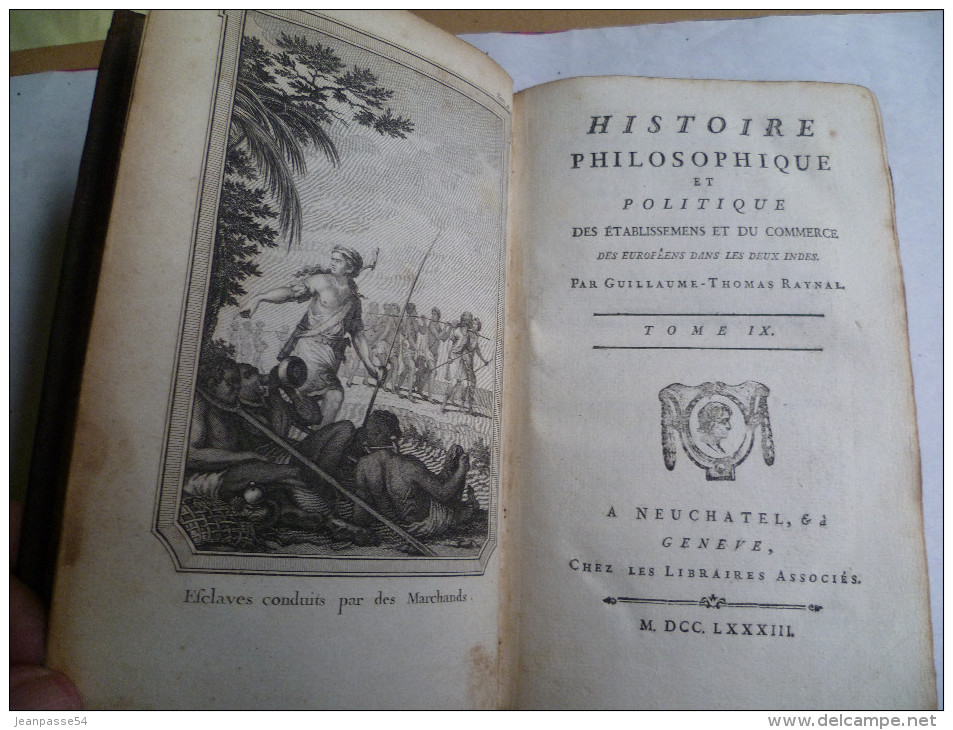 Raynal. Commerce dans les deux Indes. 10 volumes complet. Edition de 1783